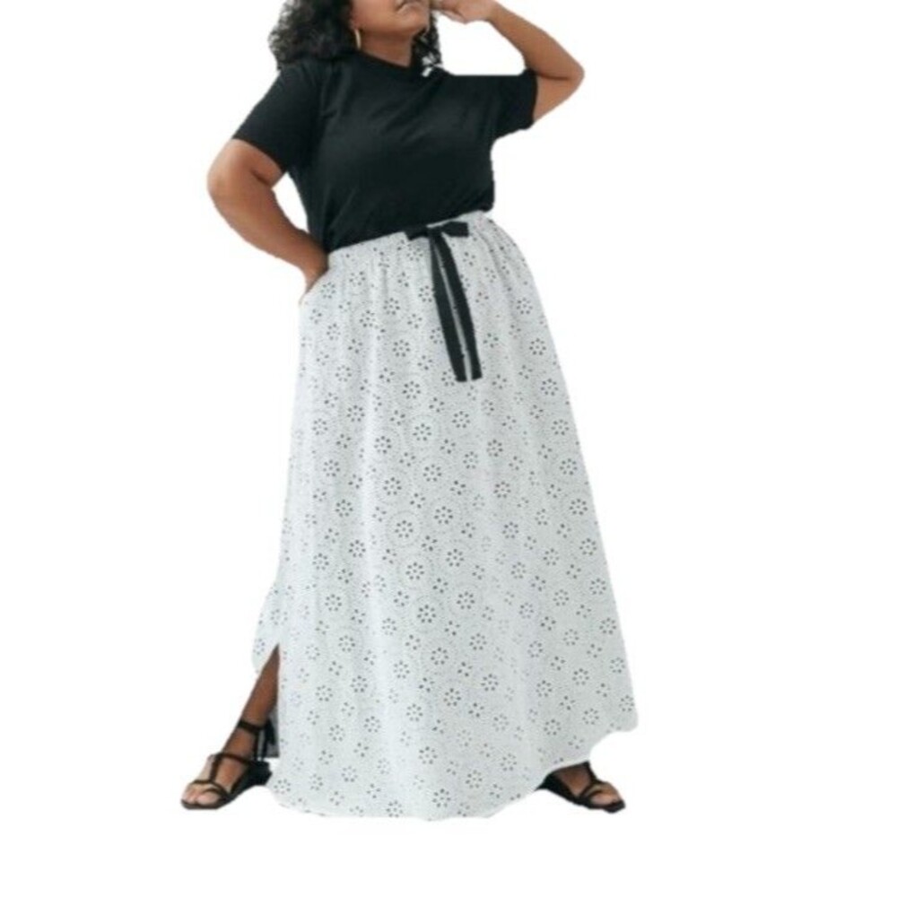 Pari Passu White Eyelet Maxi Skirt Plus Size 14 Cottagecore Lace Luxury NWOT - Picture 11 of 11